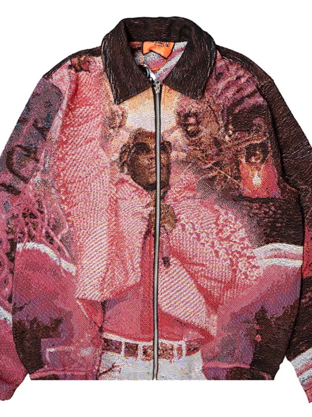 🕸️🕷️🕸️ Brand X  Pink Young Thug Graphic Zip-Front  Tapestry Jacket -3XL